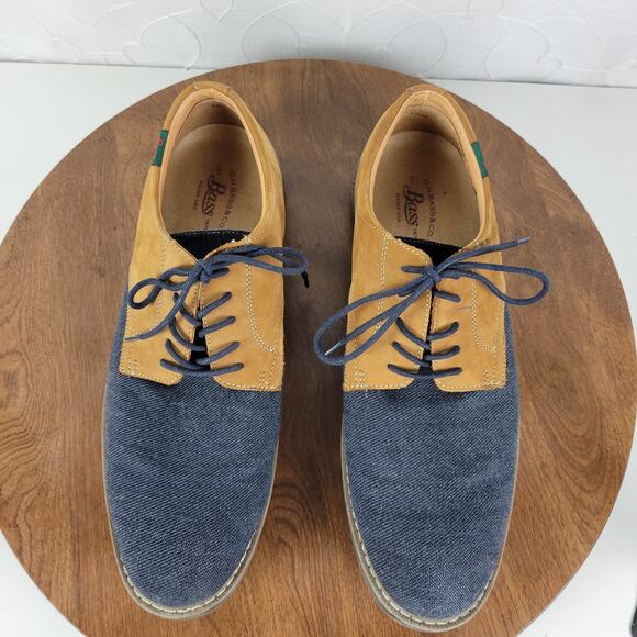 GH Bass & Co Patterson Mens Shoes Size 11 Blue Tan Oxford Bucks Leather Fabric main image 8